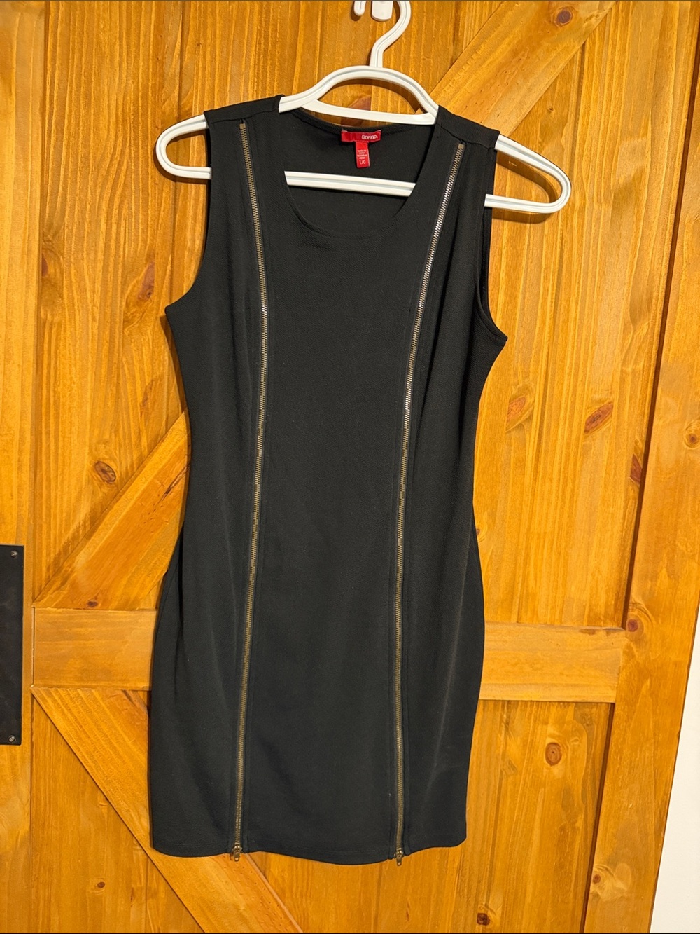 BONGO Black Sleeveless Mini Dress with Gold Zippers
